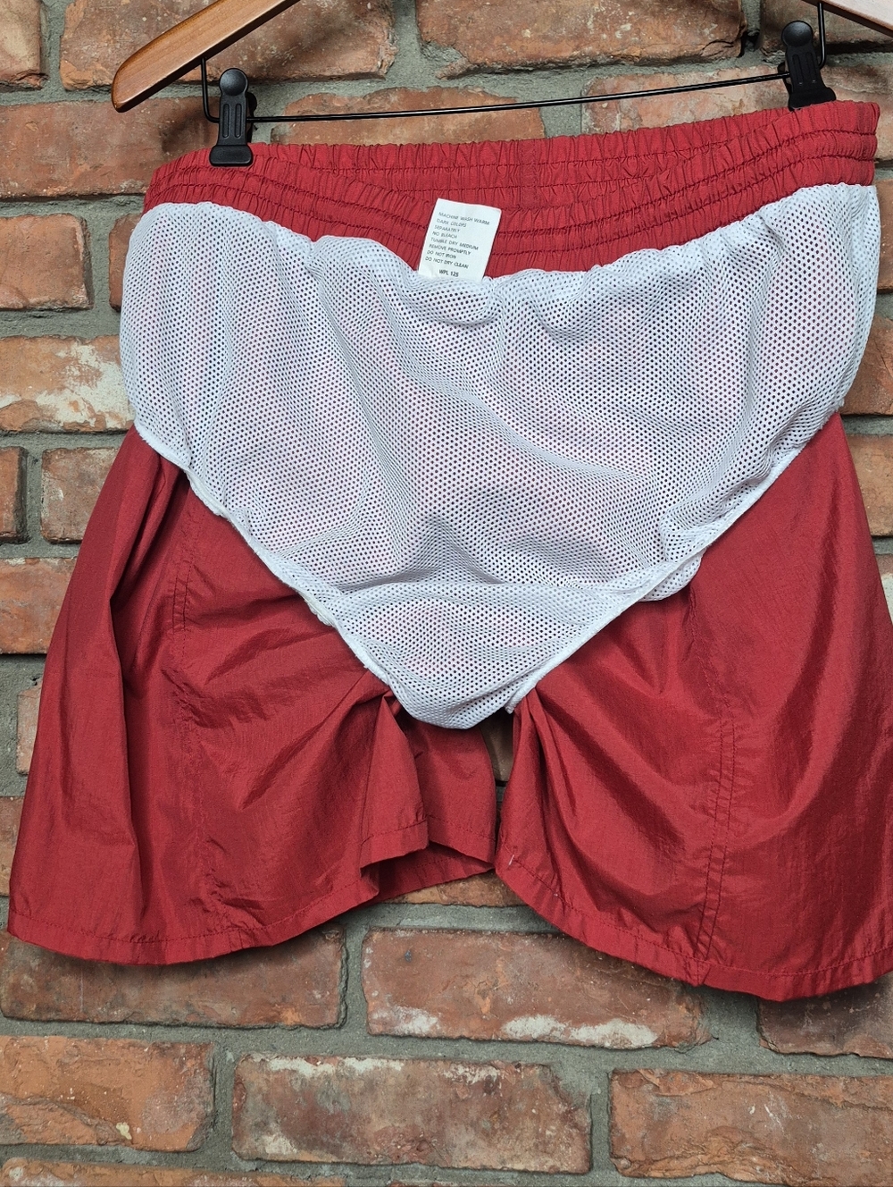 Vintage 90s Chaps Ralph Lauren Swim Trunks Red Nylon Logo XL Short Inseam - Picture 14 of 14